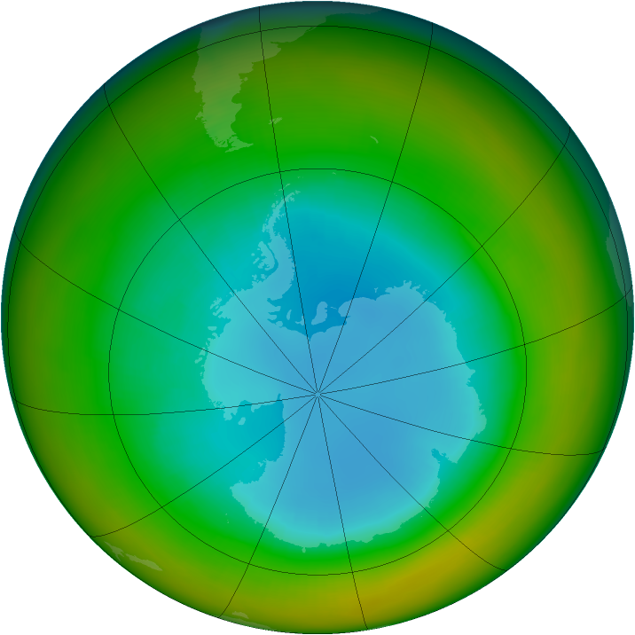 Antarctic ozone map for August 1984